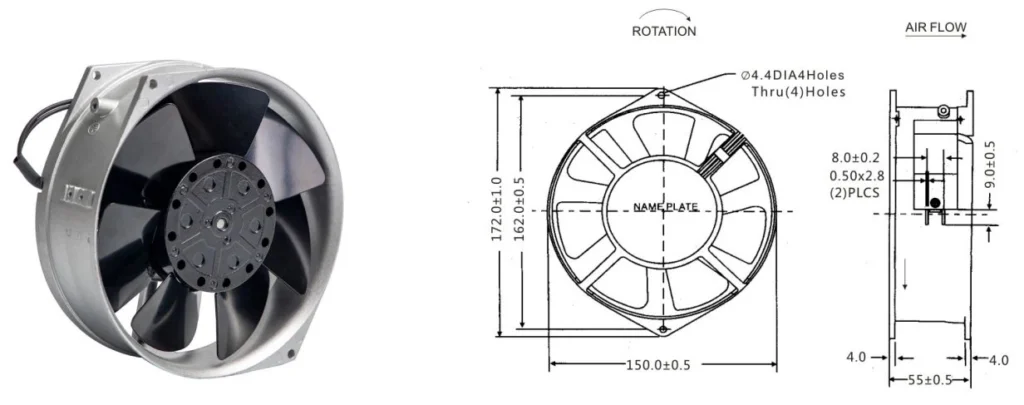 AC Axial Electric Drive Cabinet Cooling Fan (5)