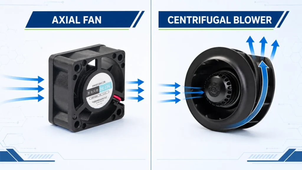 small axial fan vs centrifugal blower